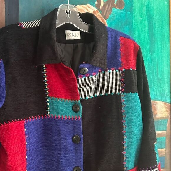 Koret Petites Multicolor Patchwork Blazer M - Picture 8 of 16